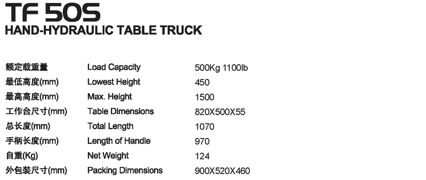 手動(dòng)平臺(tái)車 TF 50S